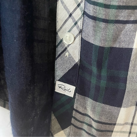 NWT Rails Kendra White Navy Forest Flannel Top | XS - Picture 4 of 10